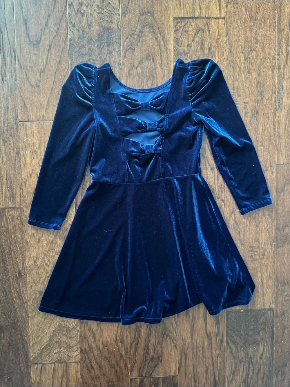 Girls' Velvet Party Dress in Navy 6
